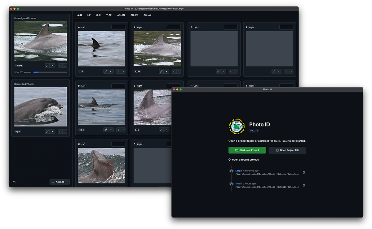 Screenshots of the Photo ID app.