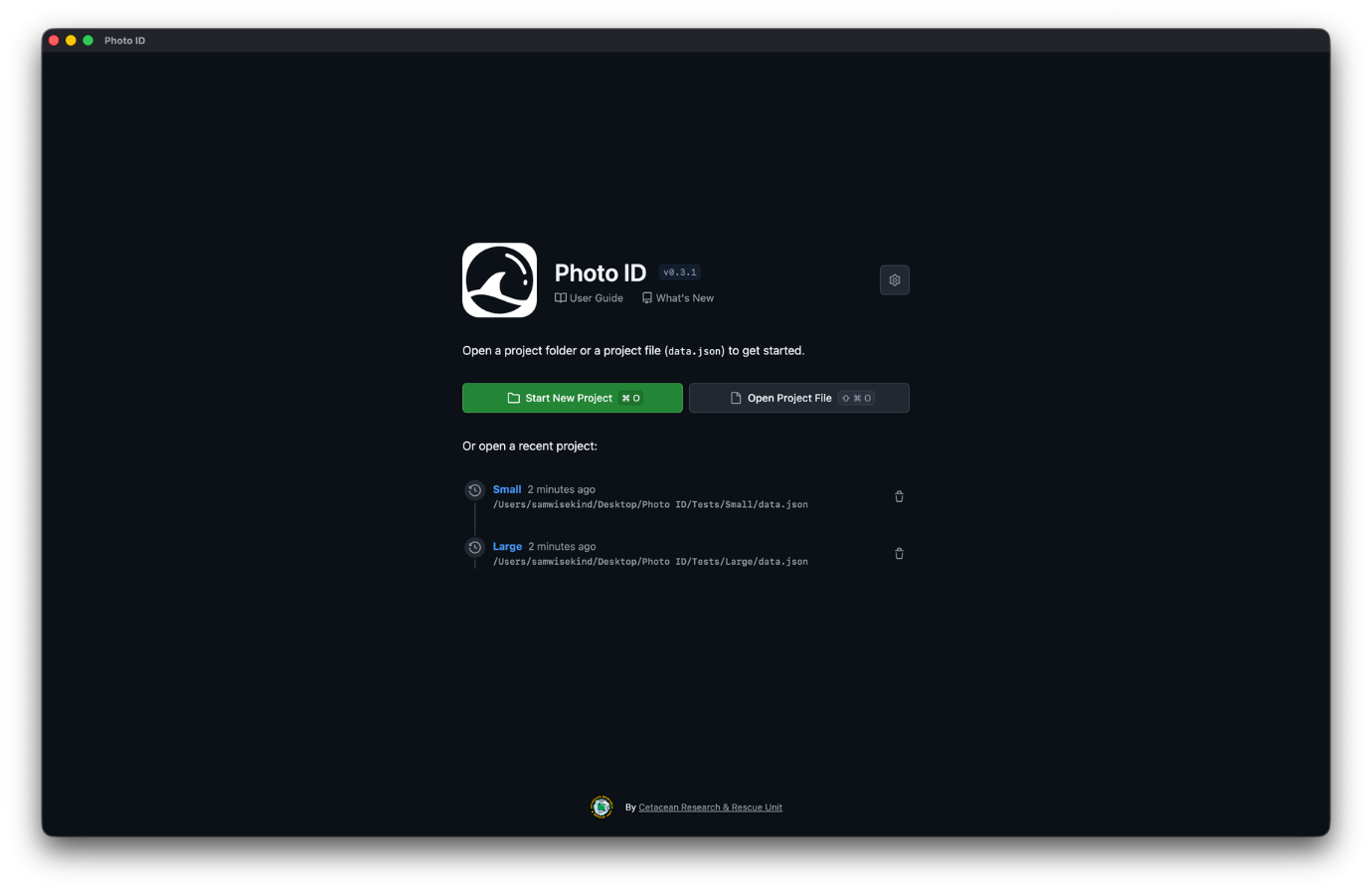 Home screen of the app